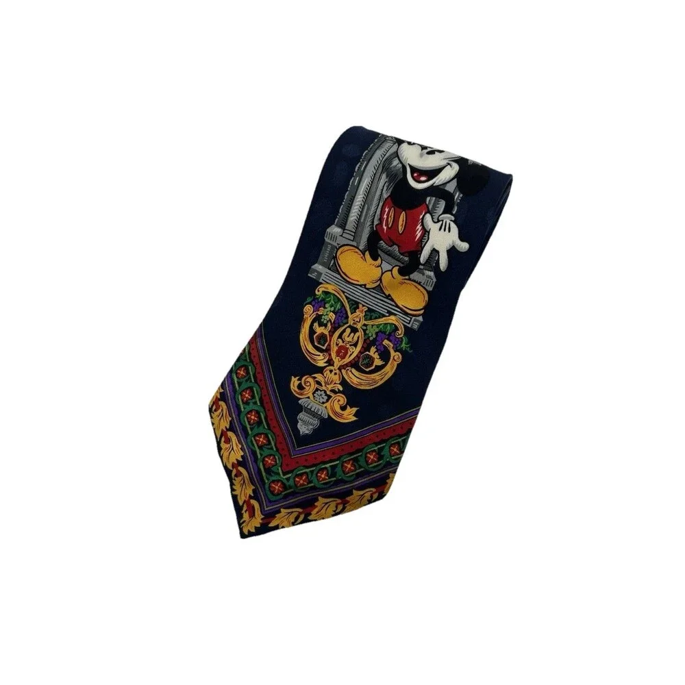 Vintage Disney Store Mickey Mouse 100% Silk Colorful Neck Tie ‎ 57.75